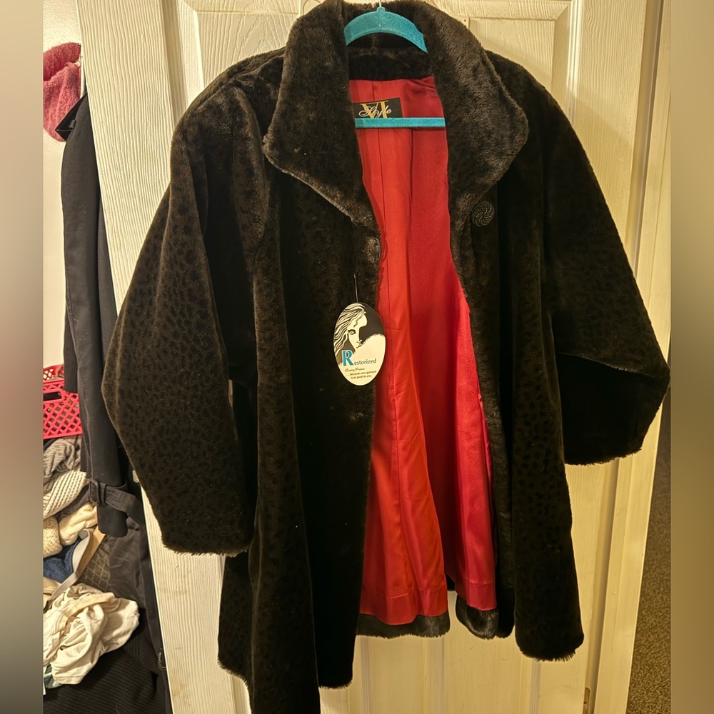 Vintage restored leopard fur coat